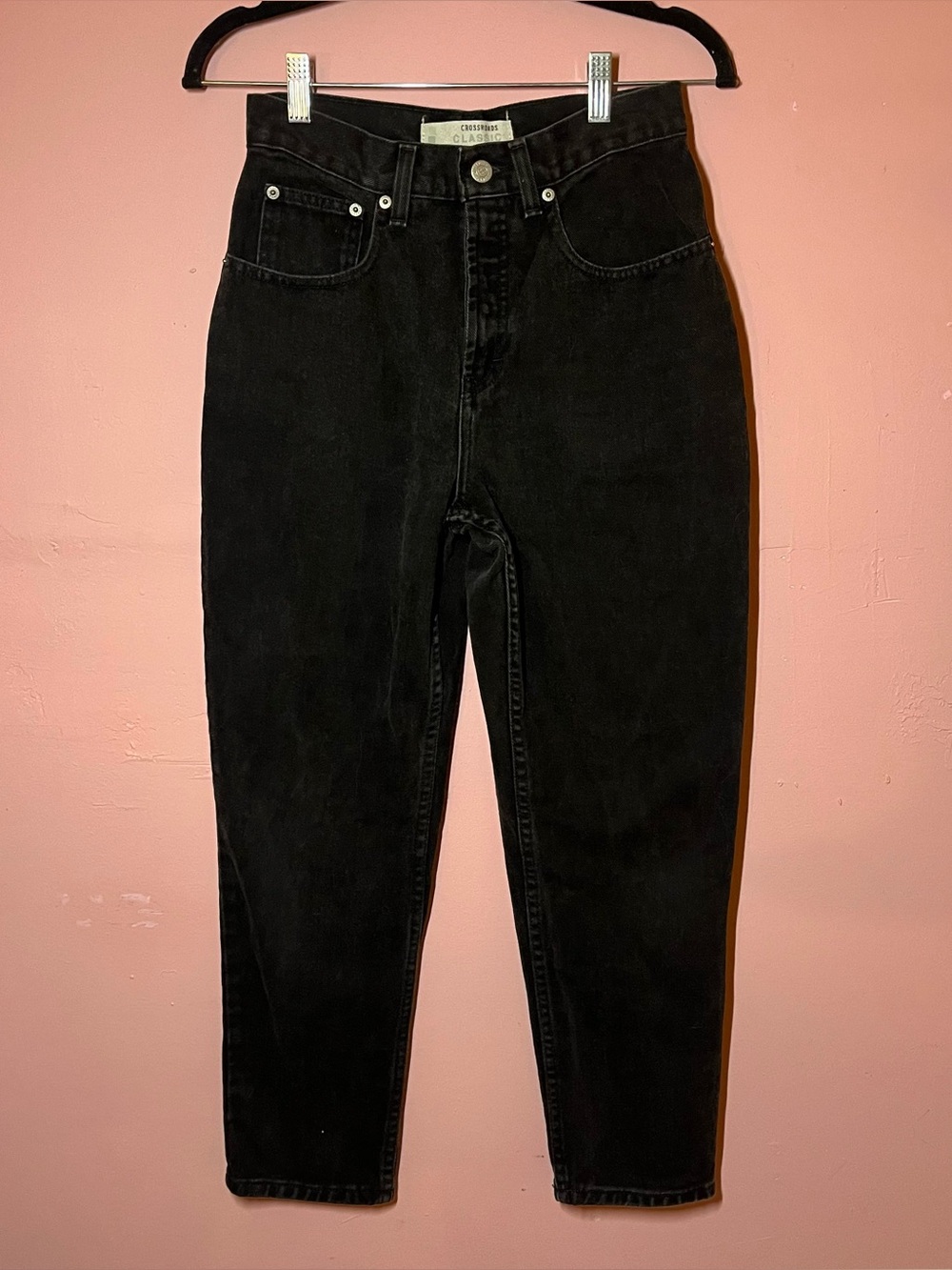 Vintage crossroads classic high waist black denim mom jeans size 6 petite